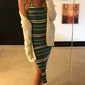 Striped sweater midi dress